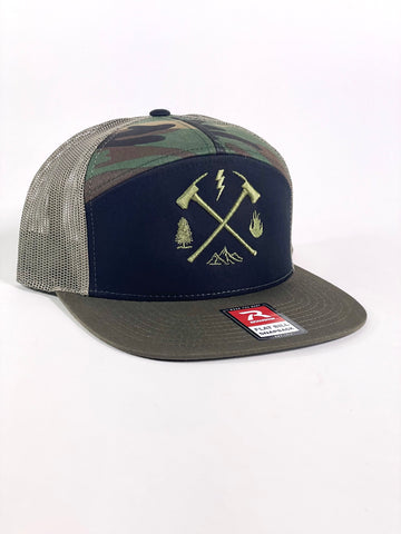 0462 - GREEN/BLACK/CAMO SNAPBACK/FLAT BILL
