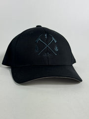 0462 - EMBROIDERED - FLEX FIT/CURVED BILL (BLACK/BLACK)