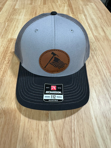OLD GLORY LEATHER - GREY/CHAR/BLK SNAPBACK/CURVED BILL