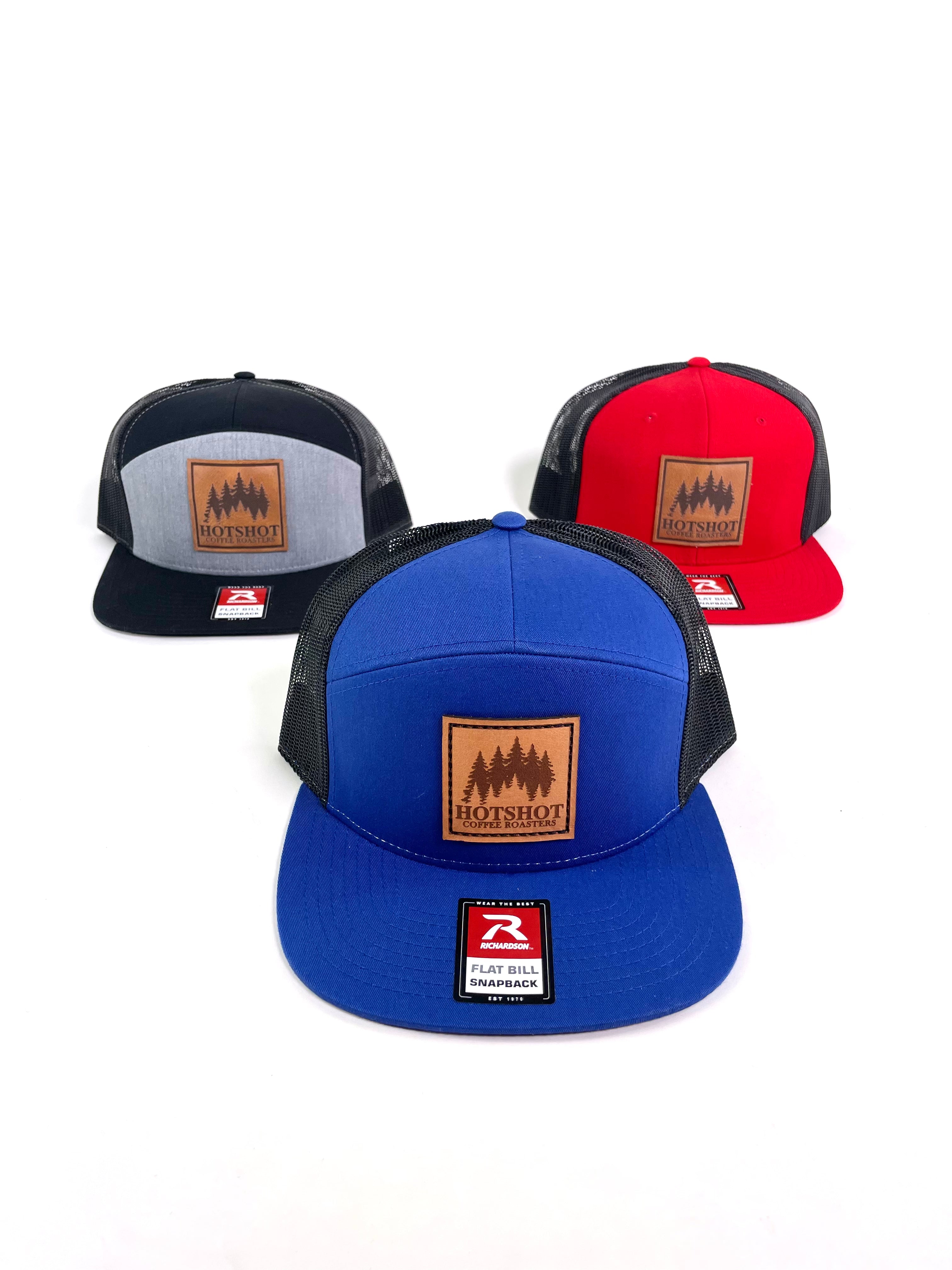 HOTSHOT COFFEE ROASTERS FLAT BILL LEATHER PATCH HATS