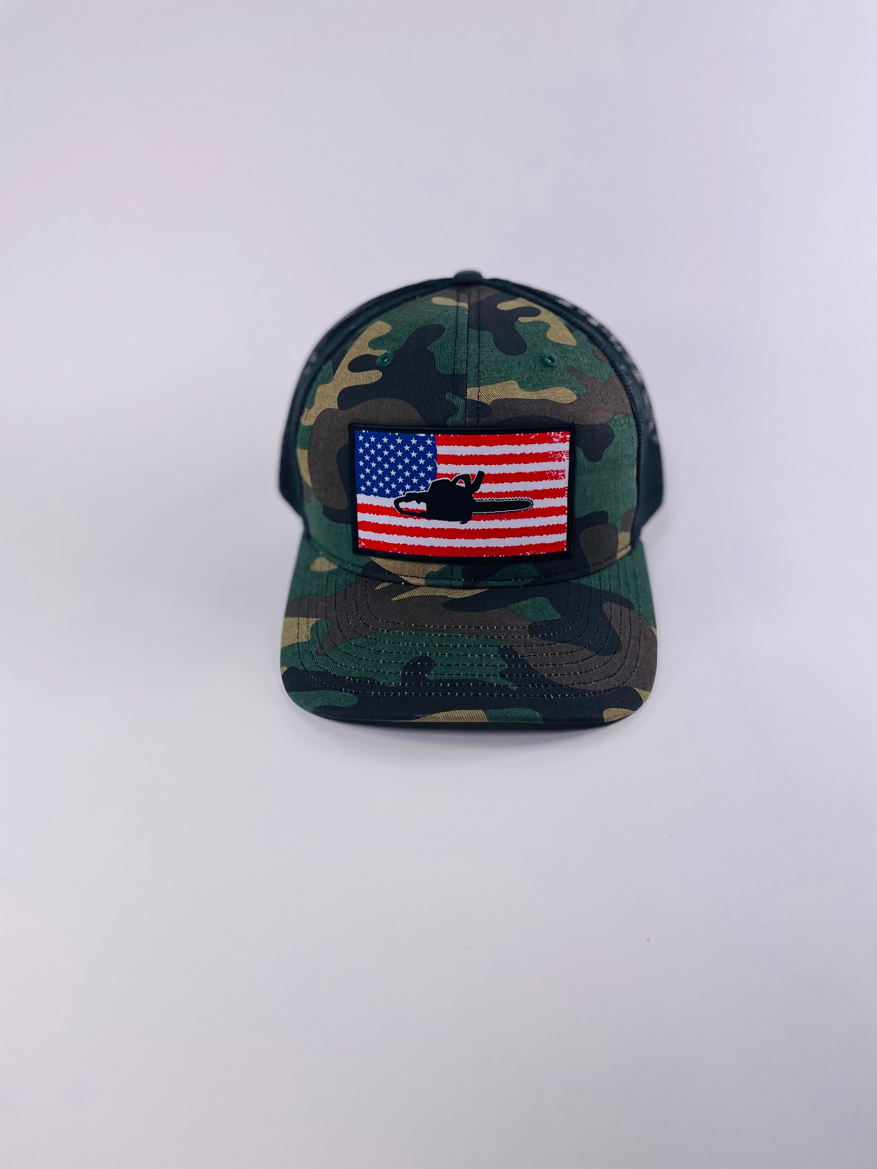 SAWYER AMERICAN HAT -  BLACK-CAMO /CURVED BILL