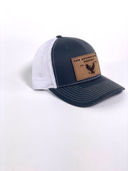 TAPP-LEATHER PATCH HAT/ GREY/WHITE/SNAPBACK