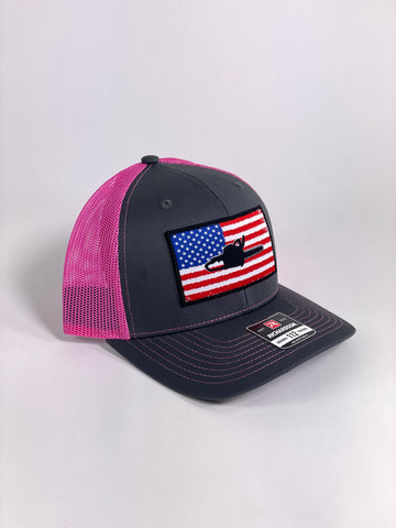SAWYER AMERICAN HAT - GREY/PINK/CURVED BILL