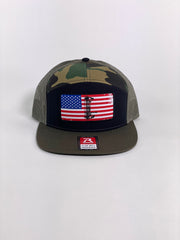 BOW AMERICA - CAMO/BLACK/FLAT BILL HAT