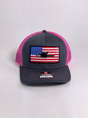 SAWYER AMERICAN HAT - GREY/PINK/CURVED BILL