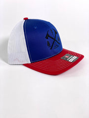 0462 -  WHITE/ROYAL/RED -SNAPBACK /CURVED BILL