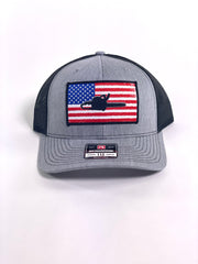 SAWYER AMERICAN HAT -  GREY/BLACK /CURVED BILL