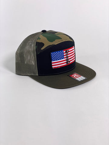 BOW AMERICA - CAMO/BLACK/FLAT BILL HAT